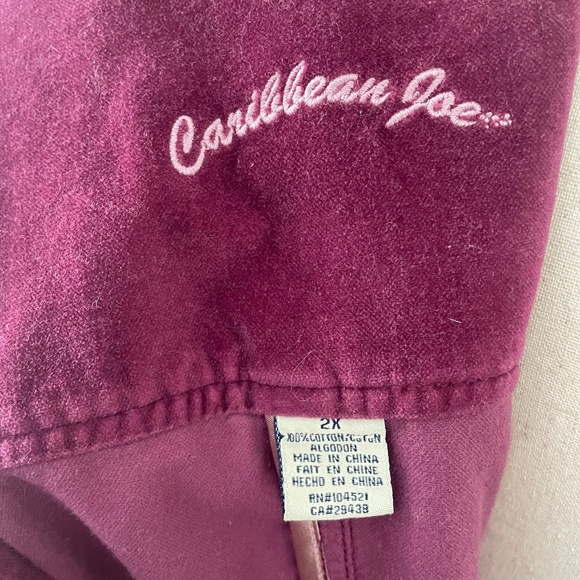 Vintage Velvet Caribbean Joe Burgundy Cotton Button Down Shacket Barn Jacket 2X - Picture 10 of 10